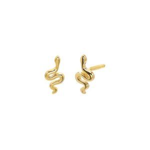 Tiny Solid Snake Stud Earring 14K